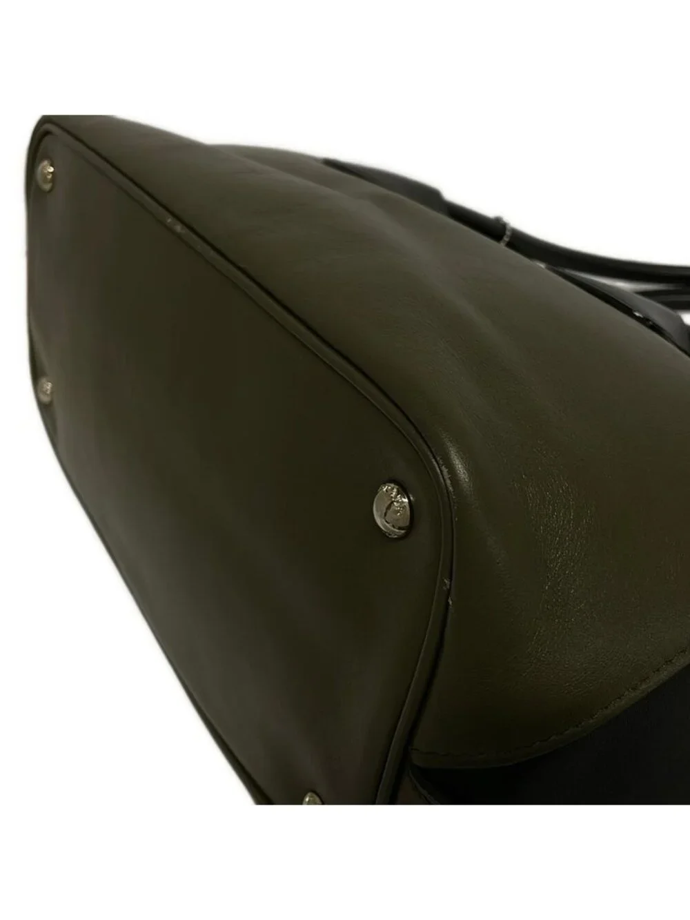 Prada Tote Khaki Black Leather
